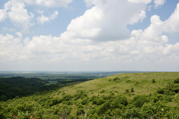 Fototapeta na wymiar Kansas hills landscape with clouds