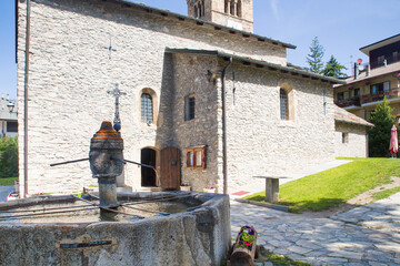 Pretty picturesque mountain village in the Alps in summer. Sauze d'oulx, Italy