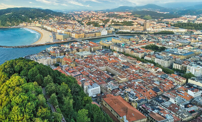 Fototapeta na wymiar San Sebastian, city of Basque Country. Spain. Drone Photo