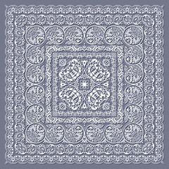Abstract ethnic nature lace square illustration.