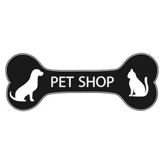 illustration of emblem for pet shop, zoo shop, pets care and goods for animals on a white background