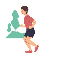 Isolated man running at park vector design