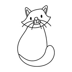 cute little cat pet line style icon