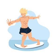 Isolated man surfing on water vector design