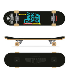 Skateboards set of three styles top and bottom view 