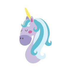cute unicorn head hand draw style icon