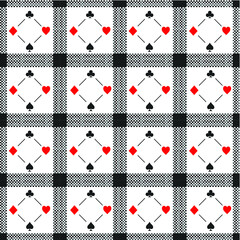 Playing card pattern with spade, club, heart, and diamond symbols