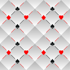 Playing card pattern with spade, club, heart, and diamond symbols
