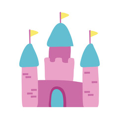 cute castle fairytale hand draw style icon