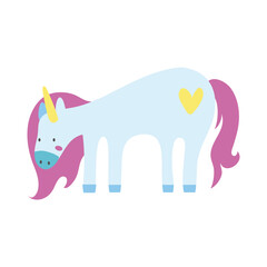 cute unicorn with heart tatto magical horse hand draw style icon