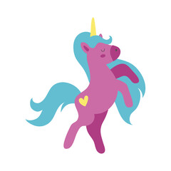 cute unicorn with heart tatto magical horse hand draw style icon