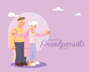 Grandmother and grandfather of happy grandparents day vector design