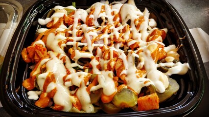 cooking meat with vegetables