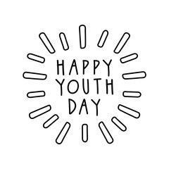 happy youth day lettering with burst line style