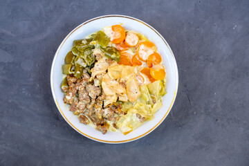 Arabic food contains beef and vegetables ready to be served