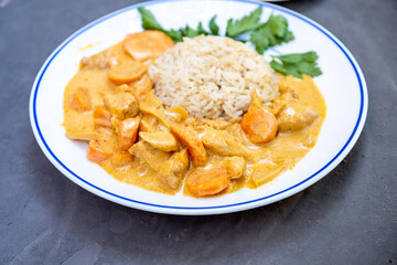 Chicken curry dish ready to be served