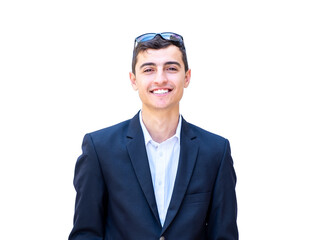 Arabic businessman feeling happy in his new work