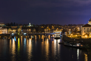 Fototapeta premium Prague, the capital of the Czech Republic. Architecture and buildings. City day and night. Attractions and popular places of Prague. View from the Charles Bridge.
