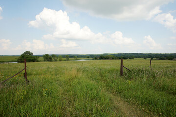 ranch landscape with a fence