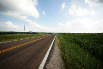 Fototapeta na wymiar endless highway in Kansas