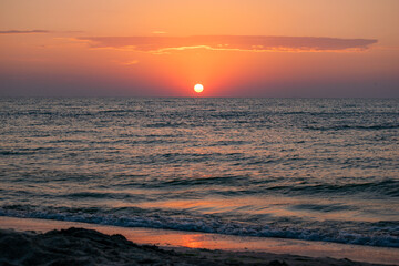 Obraz premium Sunrise over the Black Sea in Constanta city, Romania