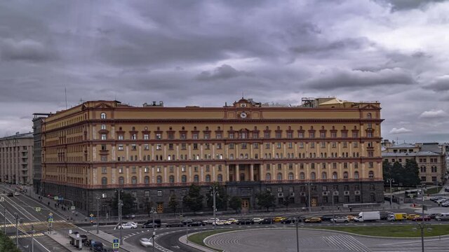 Moscow, Lubyanka square , the FSB building, time lapse