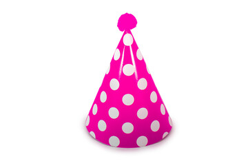 A Pink Birthday Hat on a Pure White Background