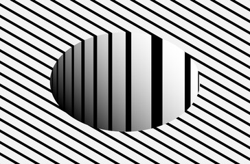 Hallucination. Optical illusion. Abstract futuristic background of stripes