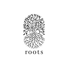 illustration logo vector graphic of trees and fibrous roots, good for plant logos