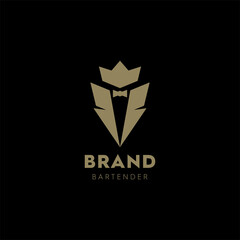 illustration logo vector graphics of tuxedo and fancy crown, good for nightclub logos
