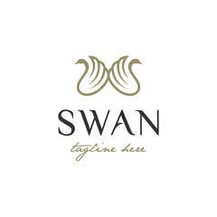 illustration logo vector graphics of twin swans, good for beauty logos, or animal logos