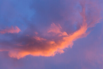 Fototapeta na wymiar Delicate feathery pink clouds against a blue sky