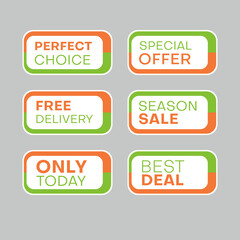 Set of discount labels. Timeless easy-to-read design.
