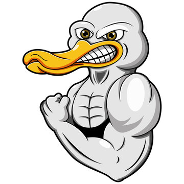 Cartoon strong duck mascot design
