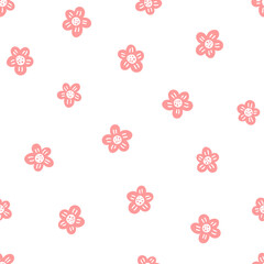 Pink flower pattern on white background