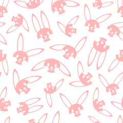 Pink bunny pattern on white background