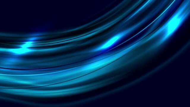 Dark blue glossy glowing waves abstract motion background. Seamless looping. Video animation Ultra HD 4K 3840x2160