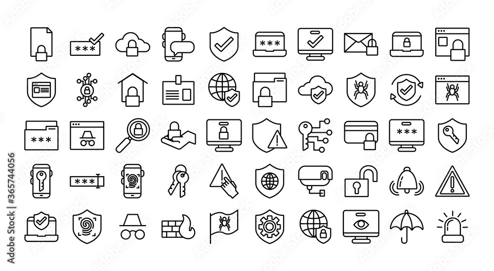 Poster bundle of data security set icons