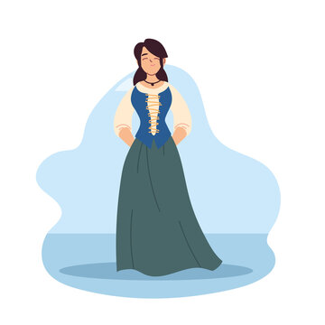 Medieval woman with dress vector design