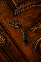 
old wooden wardrobe with decorations