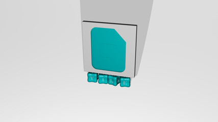 3D illustration of file graphics and text made by metallic dice letters for the related meanings of the concept and presentations. icon and background