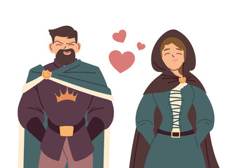 Medieval prince man and woman with dress vector design
