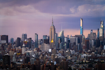 Fototapeta na wymiar new york city sunset skyline