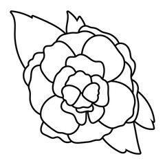 beautiful rose and leafs flower garden line style icon