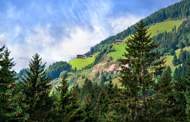 View from the cable car over the valley of Mittersill-Hollersbac