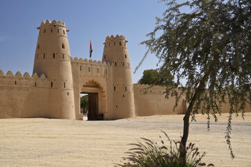 The picturesque Al Jahili Fort, built in 1891, is one of the largest castles in Al Ain (United Arab Emirates) and an excellent example of local military architecture.