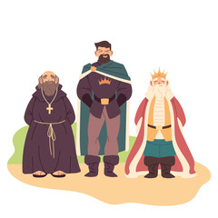 Medieval priest prince and king man vector design