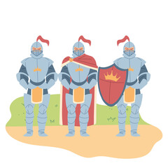 Medieval knights men with shield vector design