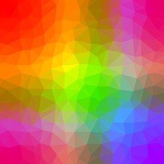Abstract low poly background. Triangle irregular polygon geometric crystal origami multicolored rainbow spectrum pattern. Vector illustration
