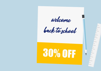 "Welcome Back to School" Vector Illustration. Sale Promotion Banner.